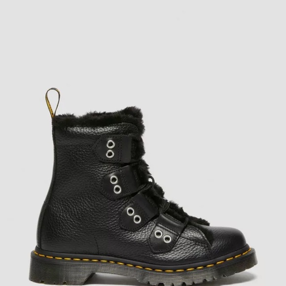 Dr. Martens Women 1460 FAUX FUR LINED LEATHER LACE UP BOOTS Black sz 8 - Picture 8 of 13